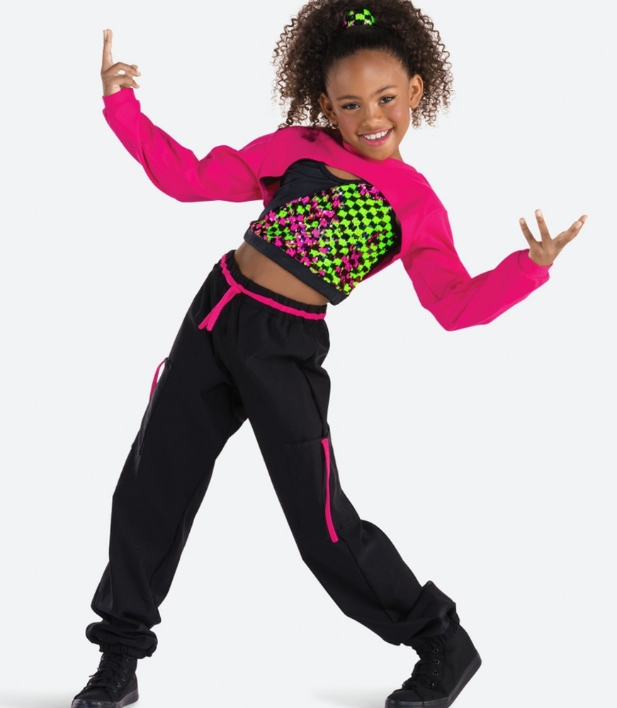 Dance Costume Small Adult Pink Revolution RC24630 Hip Hop Sequin Crop Top